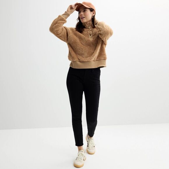 New Women's Sonoma Goods For Life Pullover Size XXL Beige Cozy Quarter Zip - Picture 6 of 13